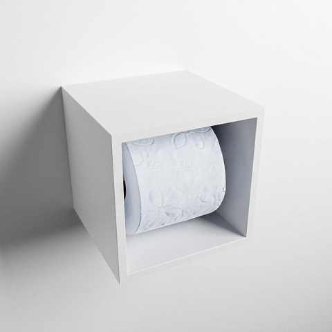 Mondiaz Easy Porte-rouleau de papier toilette - 16x16x16cm - Encastré/superficiel - Solid Surface - Talc mat SW644629