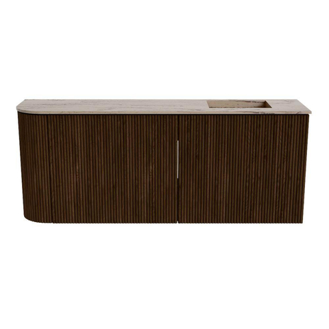 Mondiaz JOYA-DLUX 101.6cm toiletmeubel - ronding links kleur Walnut - Wastafel FAYE positie Rechts 1 kraangat kleur Arena. SW1424370