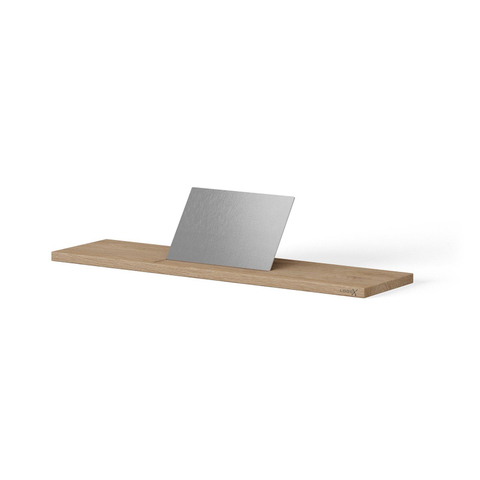 Looox Wood collection bath shelf 78cm met houder RVS geborsteld eiken RVS geborsteld SW73159