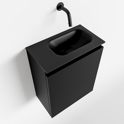 MONDIAZ TURE Kit lave-mains - 40x23x50cm - 0 trous de robinet - 1 porte - urban mat - Lavabo à droite - Solid Surface Noir SW475253