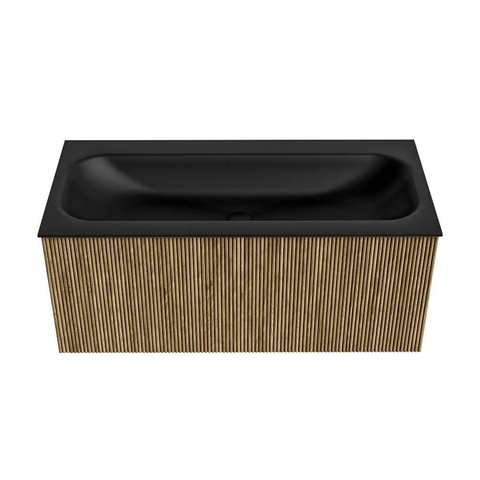 Mondiaz KURVE Badkamermeubelset - 100x46x40cm - 1 lade - wastafel solid surface - midden - 1 kraangat - Dusk SW1415125