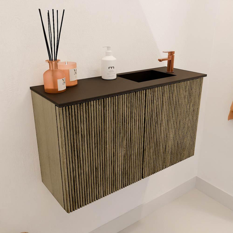 Mondiaz JOYA 70cm meuble de toilette - couleur Dusk - Vasque FAYE position Droite 1 trou de robinet couleur Urban. SW1421659