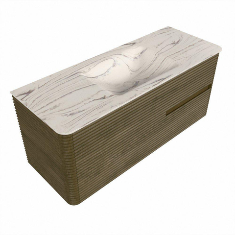 Mondiaz CIRO-DLUX Meuble de salle de bains - 120x45x50cm - Vasque solid surface Nata - 1 lavabo au milieu - 1 trou de robinet - 2 tiroirs - Dusk SW1533209