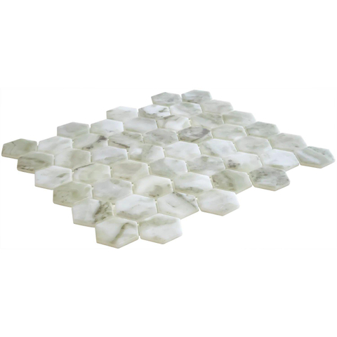 The Mosaic Factory Valencia mozaïektegel - 27.6x32.9cm - wand en vloertegel - Zeshoek/Hexagon - Gerecycled glas Verde Marble Print Mat SW1102486