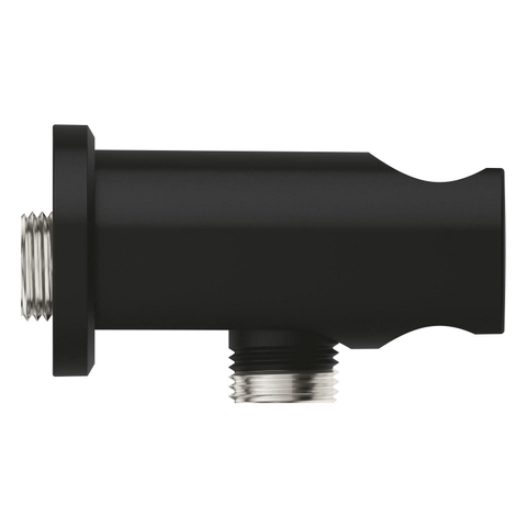 GROHE Rainshower wandaansluitbocht - rond - met houder - phantom black (zwart) SW1477503