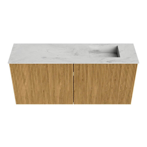 Mondiaz JOYA-DLUX Meuble de salle de bains 90cm - couleur Chêne - Vasque FAYE position Droite Sans trou de robinet couleur Opalo SW1422136