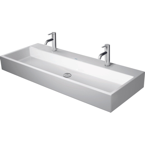Duravit Vero air Wastafel - geslepen - met 2x1 kraangat - zonder overloop - 120x47cm - met wondergliss - inclusief bevestiging - wit SW156947