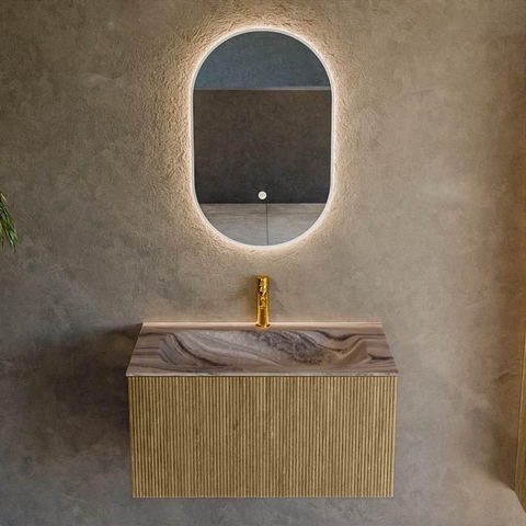 MONDIAZ KURVE-DLUX 80cm badmeubel kleur Dusk met 1 lade en 0 deuren. Wastafel BIG SMALL Midden 1 kraangat Sombra. SW1433839