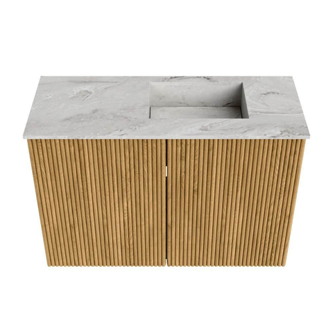 Mondiaz JOYA-DLUX 60cm meuble de salle de bains - couleur Oak - Vasque FAYE position Droite 1 trou de robinet couleur Glace. SW1421967