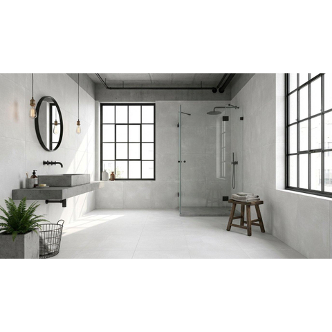 ÉCHANTILLON Terravito Davano carreau mural et de sol - 80x80cm - 10mm - Carré - rectifié - Aspect béton - Blanc mat SW1130713