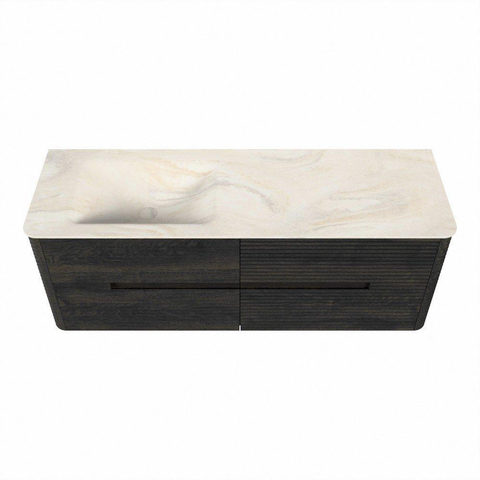 Mondiaz CIRO-DLUX Ensemble de meubles de salle de bains - 140x45x50cm - lavabo solid surface Ostra - 1 vasque à gauche - sans trous de robinet - 4 tiroirs - Shadow SW1532477
