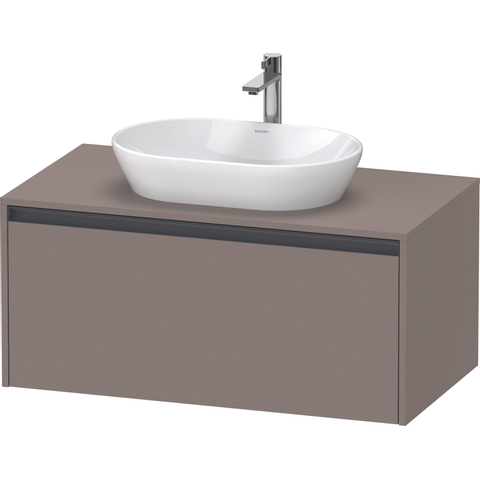 Duravit Ketho.2 Wastafelonderbouwkast - inclusief consoleplaat - met 1 lade - 100x55x45.9cm - met handgreep antraciet - basalt mat SW772204
