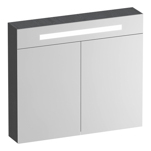 BRAUER Promise Deluxe armoire de toilette - 80x70x15cm - avec éclairage - 2 portes miroir double face - Gris Bois SW1203676