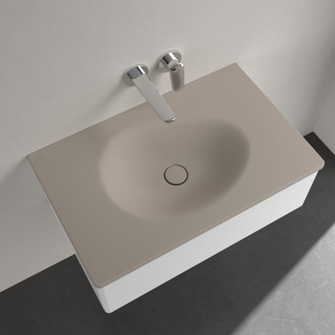 Villeroy & Boch Antao meubelwastafel - 80x50cm - zonder kraangat - zonder overloop CeramicPlus - mat almond (beige) SW925799