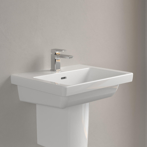 Villeroy & Boch Subway 3.0 wastafel - met kraangat - met overloop - 55x44x16.5cm - White Alpine (glans wit) SW654566