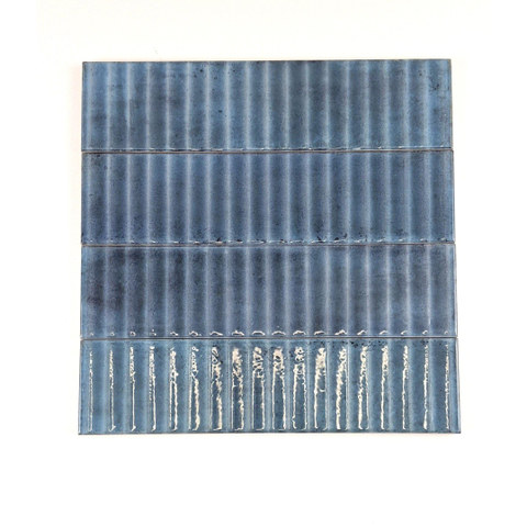 ÉCHANTILLON Terravito Sileno Pour carreau mural - 30x7.5cm - 8mm - nervure - Bleu SW1221431