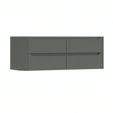 H&R Badmeubelen Juice Wastafelonderkast - 140x45x50cm - linkerhoek afgerond - 4 lades - geïntegreerde greep - Petrol mat SW1490577