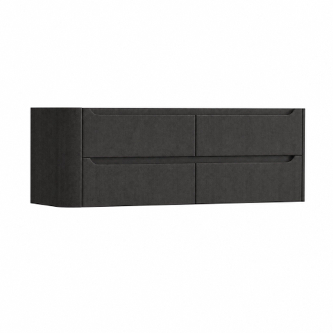 H&R Badmeubelen Juice Wastafelonderkast - 140x45x50cm - linkerhoek afgerond - 4 lades - geïntegreerde greep - basalt SW1490389