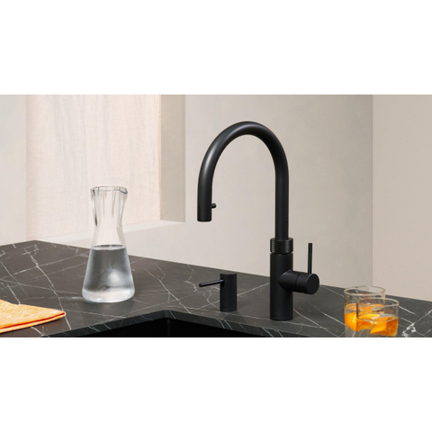 Quooker Flex Round kokendwaterkraan - draaibare & uittrekbare uitloop - PRO3 reservoir - kokend water - zwart SW299642