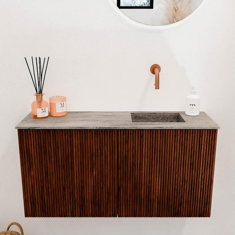 Mondiaz JOYA-DLUX 80cm toiletmeubel - kleur Ruby - Wastafel FAYE positie Rechts Zonder kraangat kleur Oza. SW1425507