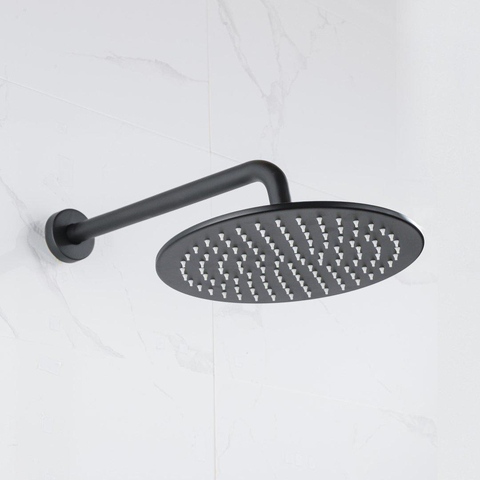 FugaFlow Eccelente Accessoire Douche de tête - 30cm - rond - bras mural 35cm - noir mat SW1468896