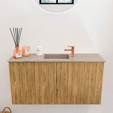 Mondiaz JOYA-DLUX 80cm toiletmeubel - kleur Oak - Wastafel FAYE positie Midden 1 kraangat kleur Saba. SW1424177