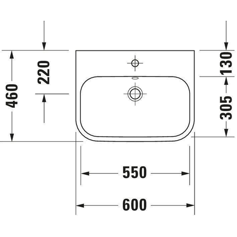 Duravit Happy D.2 Opzetwastafel - 60x40cm - met 1 kraangat - met overloop - glans wit SW68368