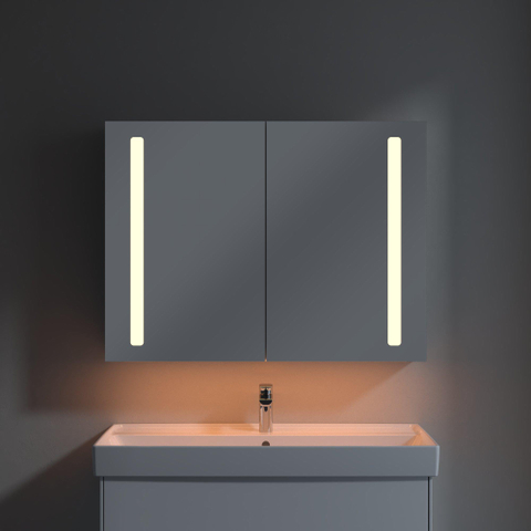 Villeroy & Boch my view 14 My View spiegelkast - met 2 deuren - met geïntegreerde LED verlichting verticaal - 100x75x17.3cm - zilver 1024981