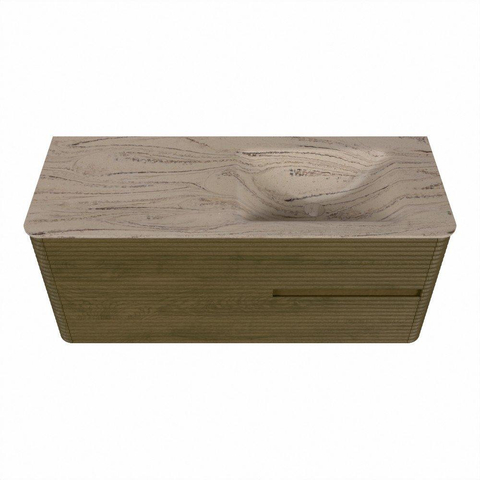 Mondiaz CIRO-DLUX Badkamermeubelset - 120x45x50cm - Solid surface wastafel Arena - 1 wasbak Rechts - 1 kraangat - 2 lades - Dusk SW1533075