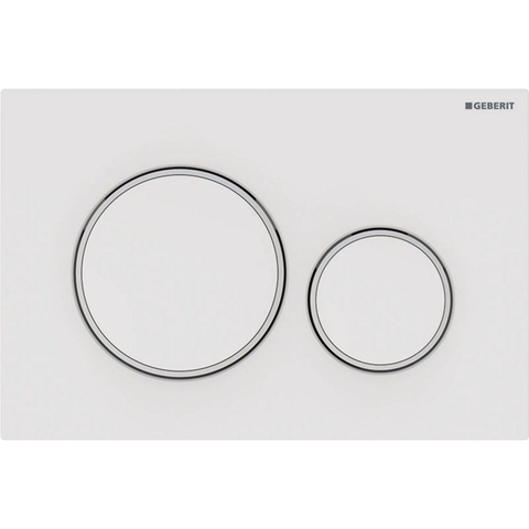 Plaque de commande Geberit Sigma20 - chasse d'eau à 2 boutons - boutons ronds - blanc/mat blanc/blanc SW420641