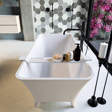 MONDIAZ LUNDY baignoire autoportante - 170x75cm - mat linen / talc (beige / blanc) SW491604