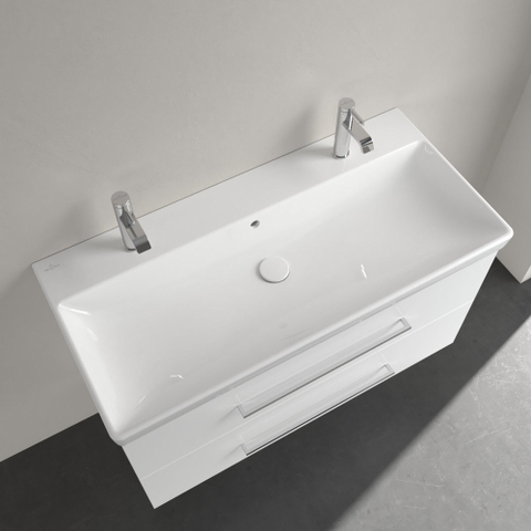 Villeroy & Boch Avento meubelwastafel - 100x47cm - 2 kraangaten - met overloop - White Alpine (glans wit) SW59853