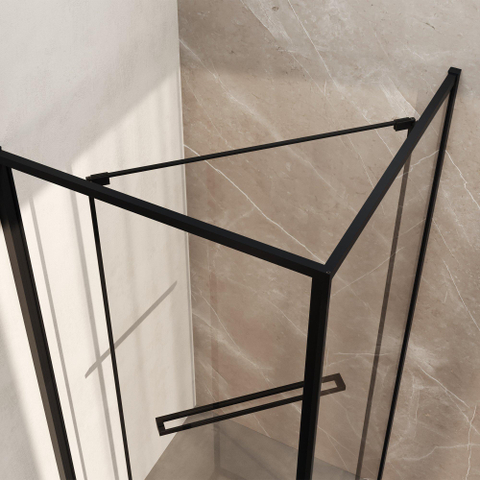 BRAUER Luminis Douchecabine - 90x90x200cm - 2-delig naar binnen draaiend - helder glas - omkeerbaar - incl. glascoating - mat zwart SW1580836