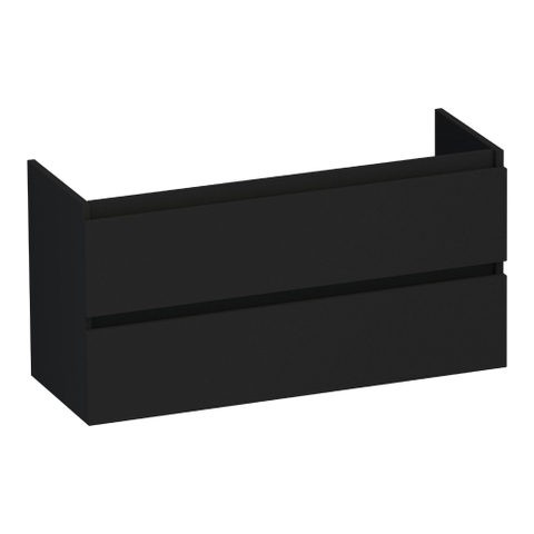 BRAUER Joy sous-meuble de lavabo peu profond - 100x39x50cm - 2 tiroirs à fermeture douce - sans poignée - 1 découpe pour siphon - noir mat SW1201185
