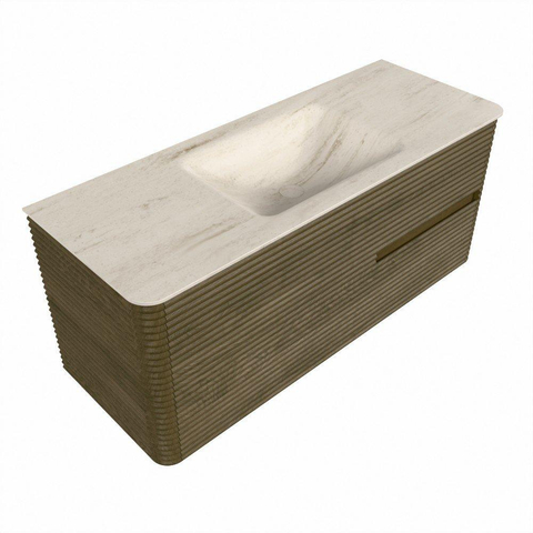 Mondiaz CIRO-DLUX Badkamermeubelset - 120x45x50cm - Solid surface wastafel Meli - 1 wasbak Midden - zonder kraangaten - 2 lades - Dusk SW1533152