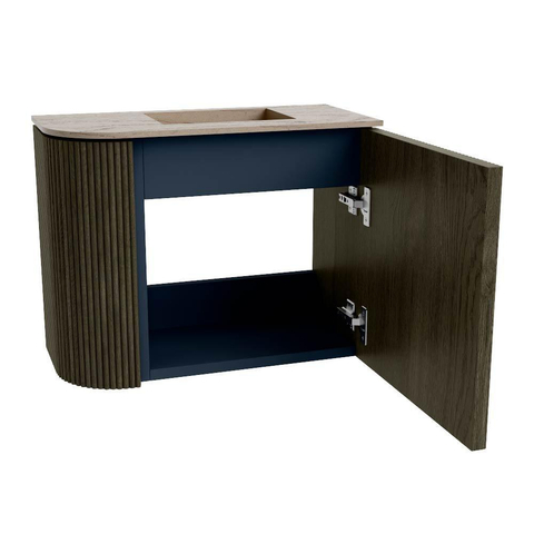 Mondiaz JOYA-DLUX Meuble de salle de bains - 51,6 cm - arrondi gauche couleur Shadow - Vasque FAYE position droite Sans trou de robinet couleur Arena SW1424830