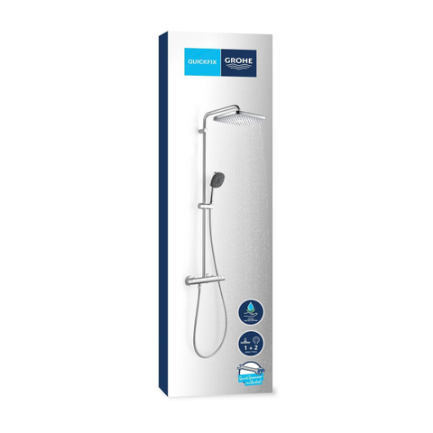 Grohe Vitalio Comfort 250 Douchesysteem - thermostatisch - hoofddouche 1 straalsoort - handdouche 2 straalsoorten - chroom SW1028082