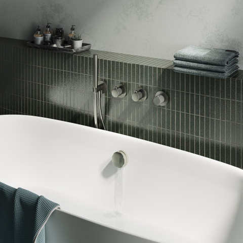Hotbath Mate Verlengde badoverloop - met vulcombinatie - geborsteld nikkel (RVS) SW12930