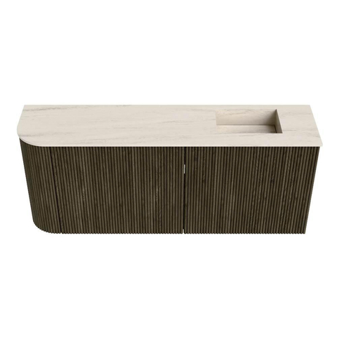 Mondiaz JOYA-DLUX Meuble de salle de bains - 101,6cm - arrondi gauche couleur Shadow - Vasque FAYE position droite 1 trou de robinet couleur Meli. SW1424924