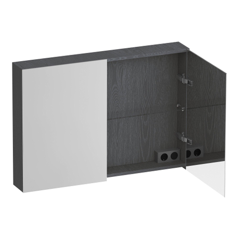 BRAUER Impress armoire de toilette – 99 x 70 x 15 cm – 2 portes, portes-miroir double face – Timber Grey SW1198987