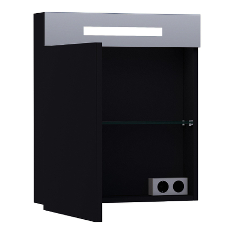 BRAUER Promise spiegelkast – 59x70x15 cm – directe LED – linksdraaiend – Zwart mat SW371635