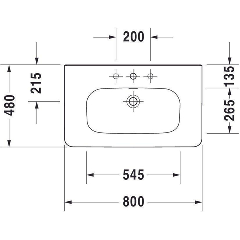Duravit Durastyle Meubelwastafel - 80x48cm - met 1 kraangat - met overloop - wit SW54145