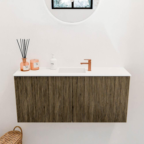 Mondiaz JOYA 90cm meuble de salle de bains - couleur Dusk - Vasque FAYE position Milieu 1 trou de robinet couleur Talc. SW1421574