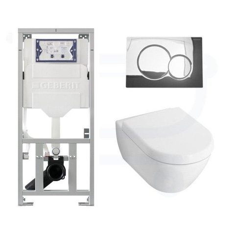 Villeroy & Boch Subway 2.0 Inbouwset - met wandcloset - softclose zitting afdekplaat - wit chroom SW1109