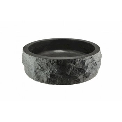 Wiesbaden B Vasque à poser 40x12cm ronde en pierre naturelle noir SW110884