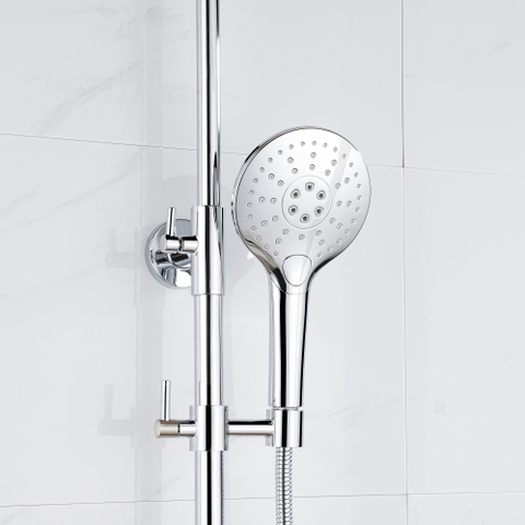 Fortifura Calvi Ensemble de douche pluie - thermostatique - douche principale de 30 cm - flexible métallique - douchette ronde - chrome SW1204423