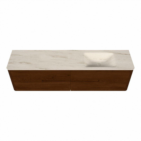 Mondiaz CIRO-DLUX Badkamermeubelset - 190x45x50cm - Solid surface wastafel Meli - 1 wasbak Rechts - zonder kraangaten - 4 lades - Ruby SW1531798