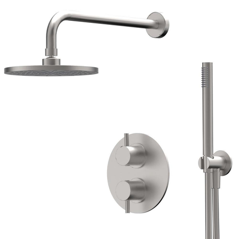 Xenz Duero Ensemble de douche encastré thermostatique avec partie encastrée et set de douchette Inox SW379613