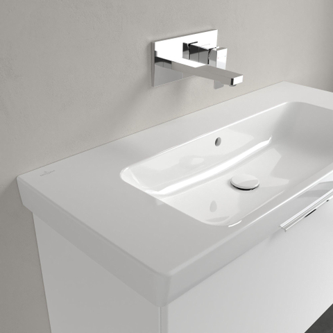 Villeroy & Boch Architectura wastafel - 100x44.5cm - zonder kraangat - met overloop CeramicPlus - White Alpine (glans wit) SW1162425