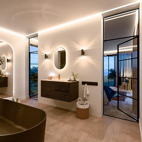 Mondiaz CIRO-DLUX Ensemble de meuble de salle de bains - 110x45x50cm - Lavabo solid surface Frappe - 1 vasque à gauche - 1 trou de robinet - 2 tiroirs - Shadow SW1532001
